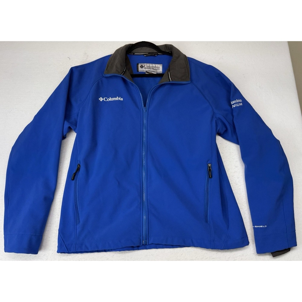 Columbia Titanium Series Blue Softshell Jacket Mens XL Full Zip Fleece Lined